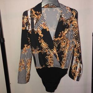 Versace inspired Long-sleeve Bodysuit